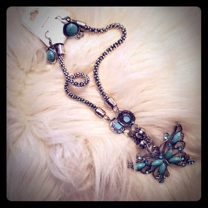 Silver and Turquois Butterfly Necklace